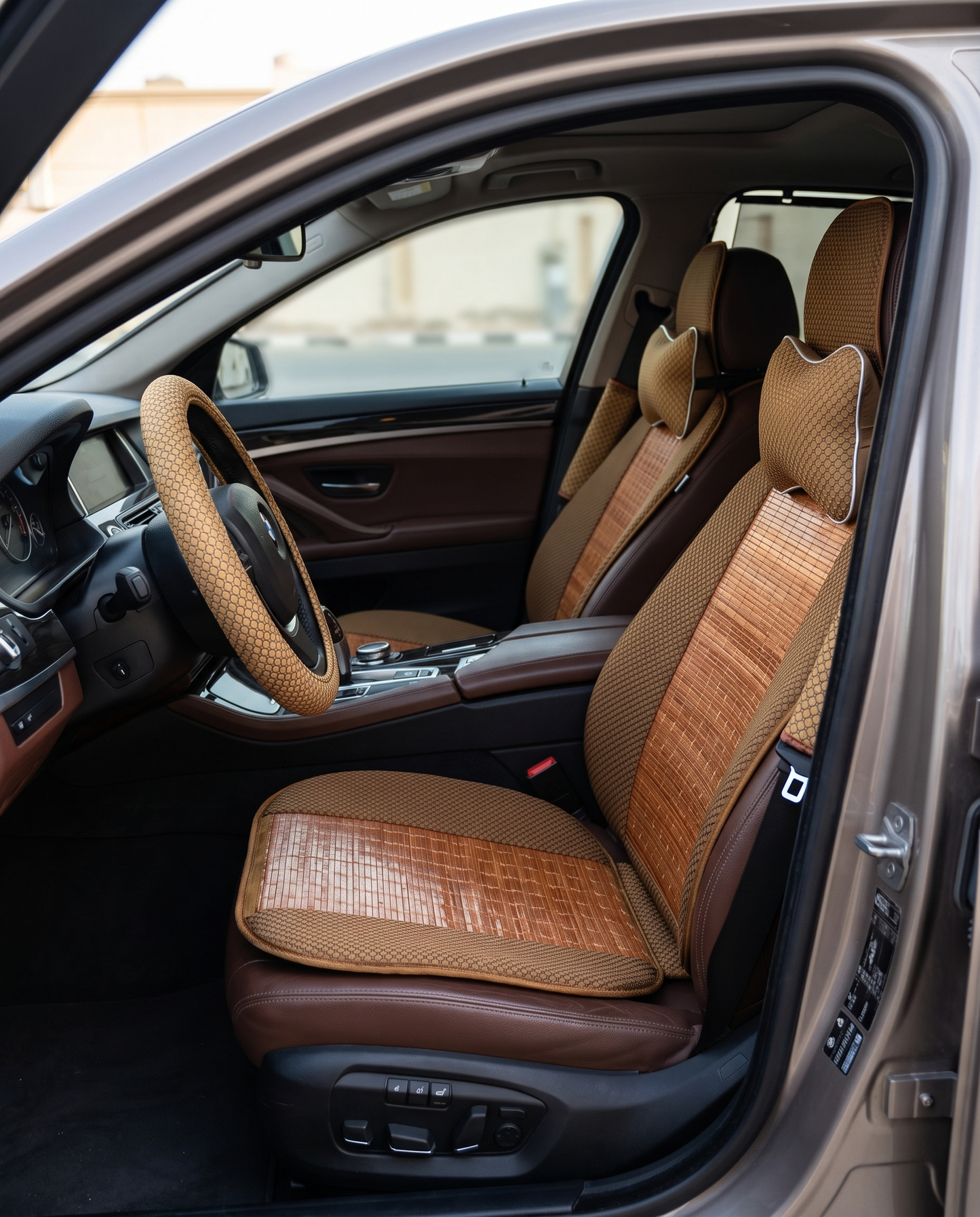 Ensemble Accessoires Intérieur Voiture 7 Pièces – Housses de Siège, Couvre-Volant, Appuie-Tête & Protèges Ceinture