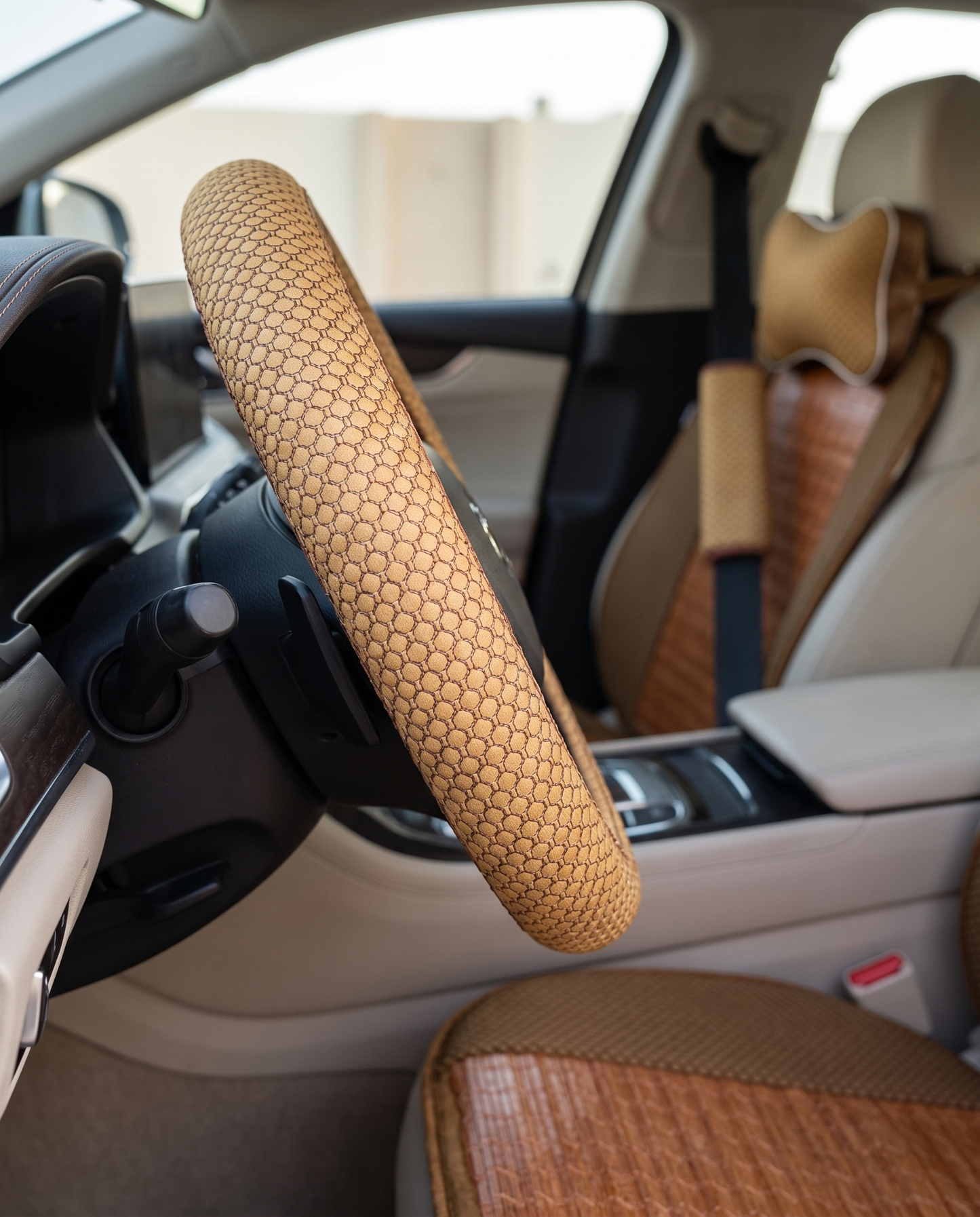 Ensemble Accessoires Intérieur Voiture 7 Pièces – Housses de Siège, Couvre-Volant, Appuie-Tête & Protèges Ceinture