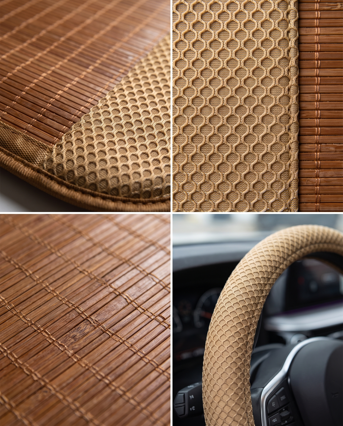 Ensemble Accessoires Intérieur Voiture 7 Pièces – Housses de Siège, Couvre-Volant, Appuie-Tête & Protèges Ceinture